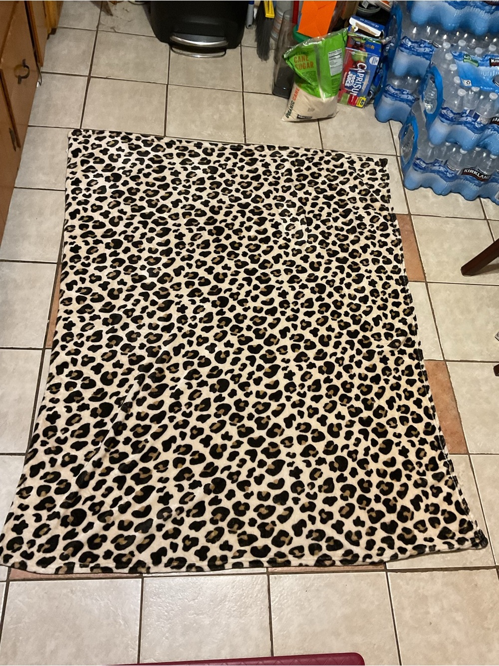 Leopard Print Plush Throw Blanket - Cream and Black